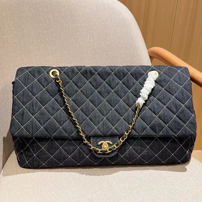 Chanel Denim color / Black Tote Bags 45cm Shoulder Bags