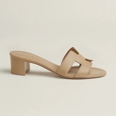 HERMES Oasis Slippers High-heeled slippers Beige color High Heels Sandal