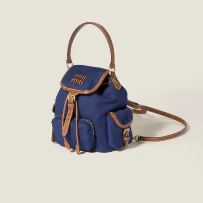 Miu Miu Blue Canvas and Leather Backpacks