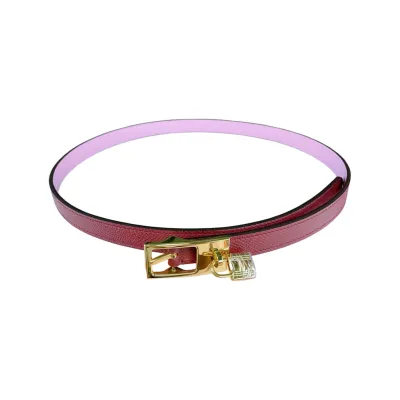 Hermès Women' s Long Square Buckle Belt In Etoupe/Black/Pink/Blue/Red/Yellow Calfskin With Gold Hardware 13mm