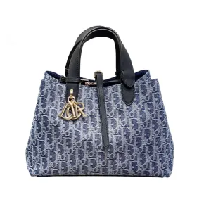 Dior Medium Dior Toujours Bag In Blue Denim Dior Oblique Jacquard With Gold Hardware
