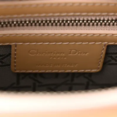 Dior Medium Lady Dior Rose Clair Patent Cannage Calfskin Leather Silver Hardware