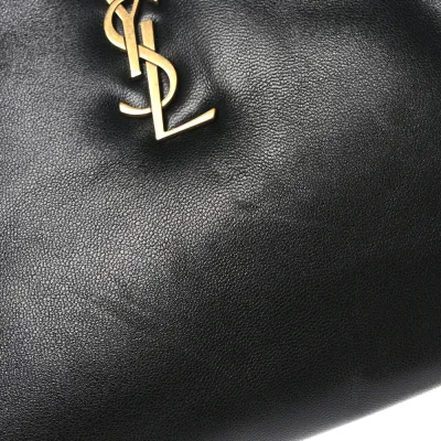 Saint Laurent Small Calypso Pouch Black Lambskin Leather Aged Gold Hardware