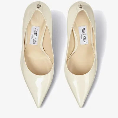 JIMMY CHOO badge embellished leather heels