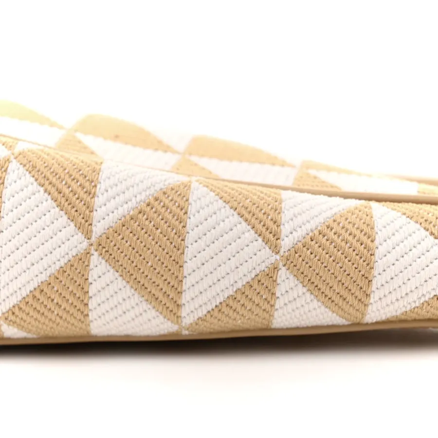 Prada Mini Triangolo Symbole Embroidered Triangle Bag Corda Talco Jacquard Canvas Gold Hardware