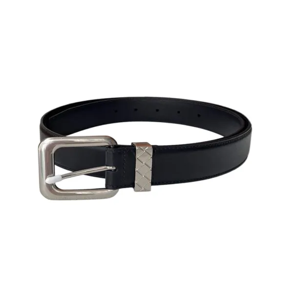 Bottega Veneta Men's Square Buckle Reversible Belt In Black Smooth Calfskin With Silver Hardware 35mm - Image 2