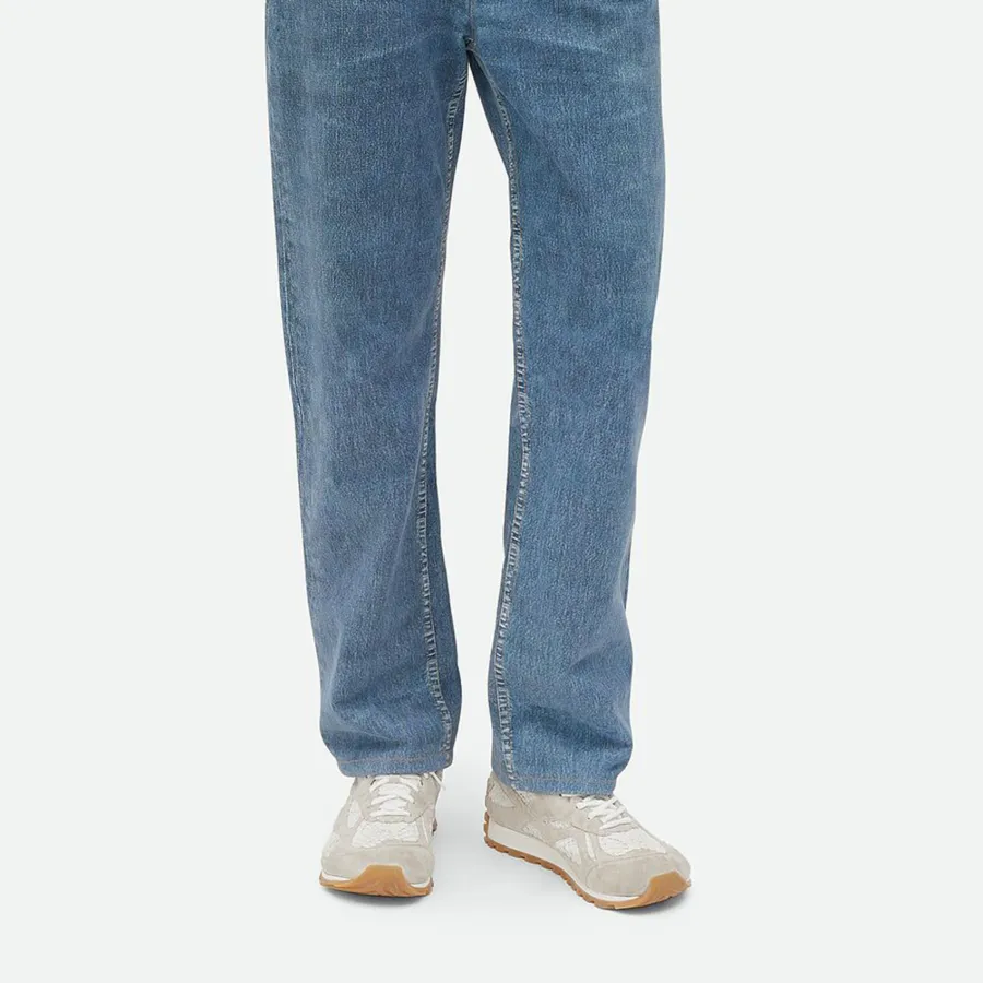 Bottega Veneta Orbit Flash Sneakers In Sea Salt Weathered Suede Leather And Mesh Lace-Up Sneaker