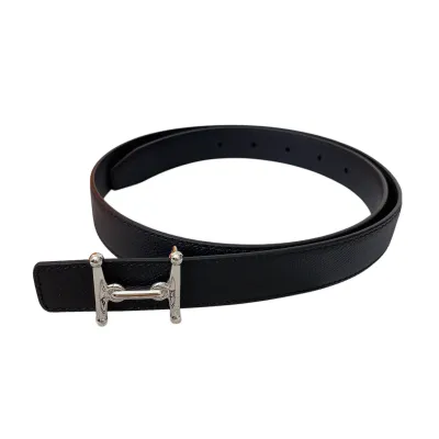 Hermès Women' s H Buckle Belt In Brown/Black Epsom Calfskin With Gold/Silver Hardware 24mm