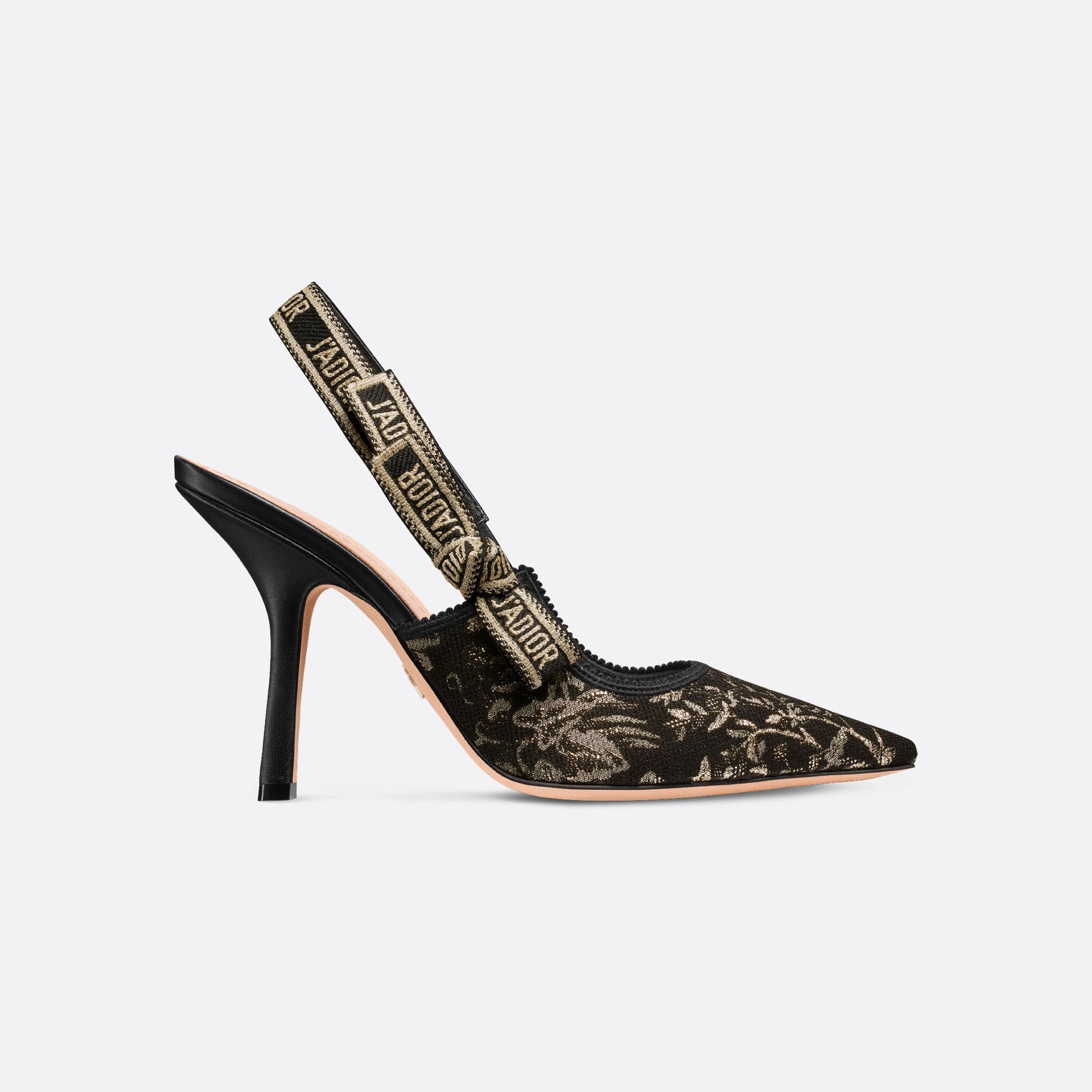 Dior salto alto preto bordado.