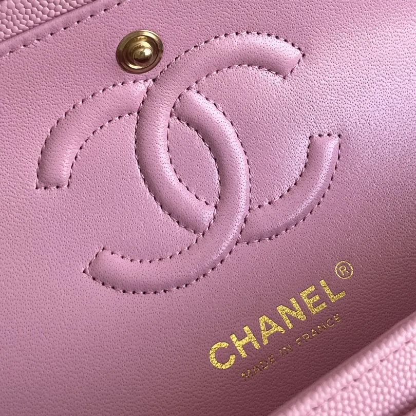 Chanel CF Pink / Green Quilted Caviar Leather Crossbody Bags
