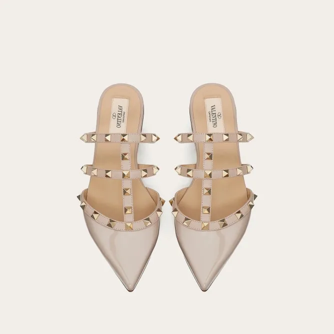 VALENTINO patent leather studded Muller shoes