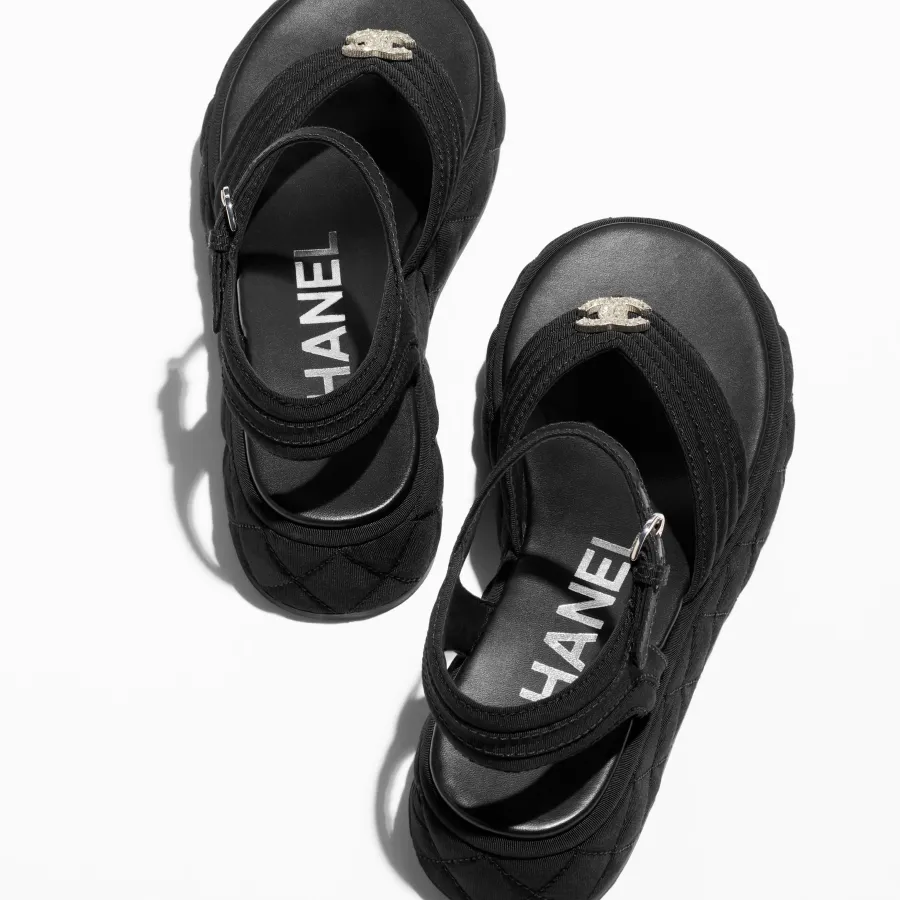 Chanel black grosgrain sandals
