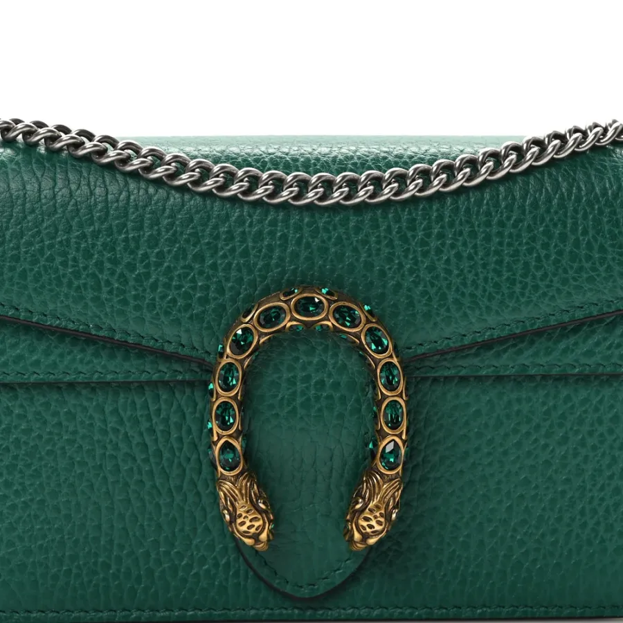 Gucci Mini Super Dionysus Shoulder Bag Emerald Dollar Calfskin Leather & Crystal Mixed Metal Hardware