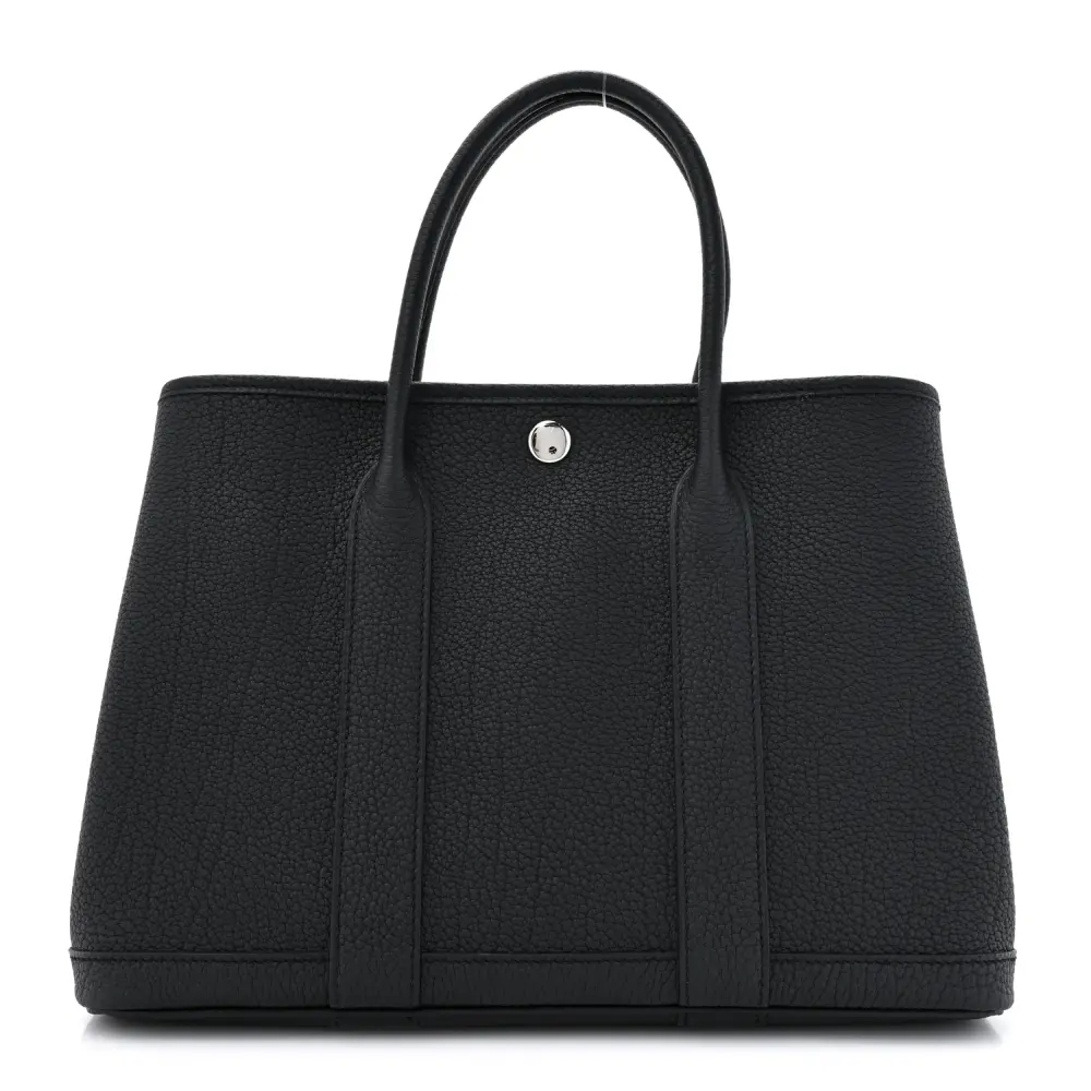 Hermès Garden Party 30 TPM em Couro Negonda Preto com Ferragens Prata Paládio