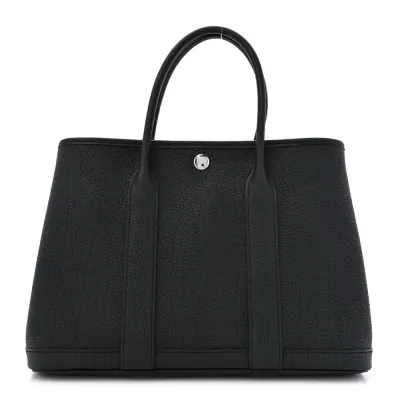 Hermès Garden Party 30 TPM Black Negonda Leather Palladium Silver Hardware