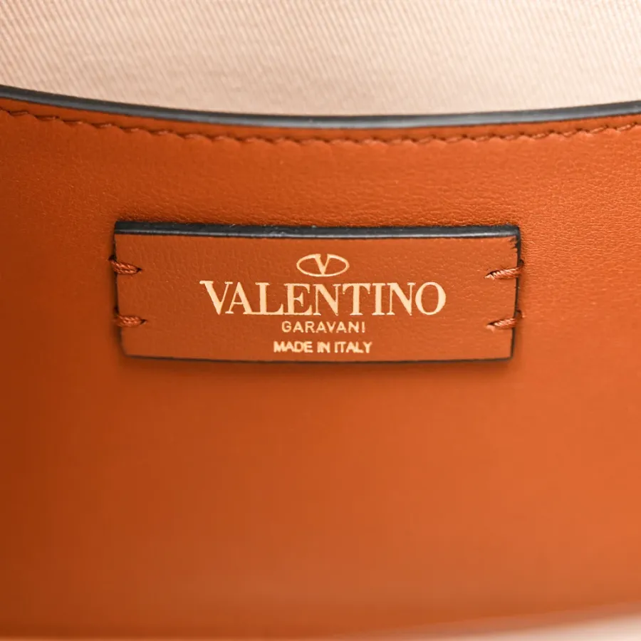 Valentino Garavani Small VLogo Signature Tote Natural/Saddle Brown Raffia & Calfskin Leather Gold Hardware