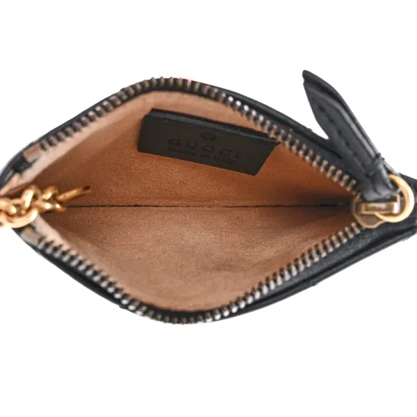 Gucci Small GG Marmont Key Case Black Calfskin Matelassé Leather Gold Hardware - Image 5