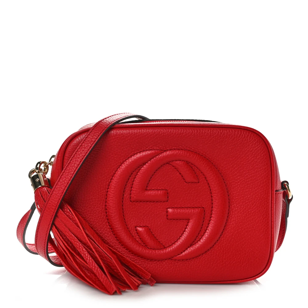 Gucci Bolsa Pequena Soho Disco Tabasco Vermelha em Couro Calfskin Acamurçado
