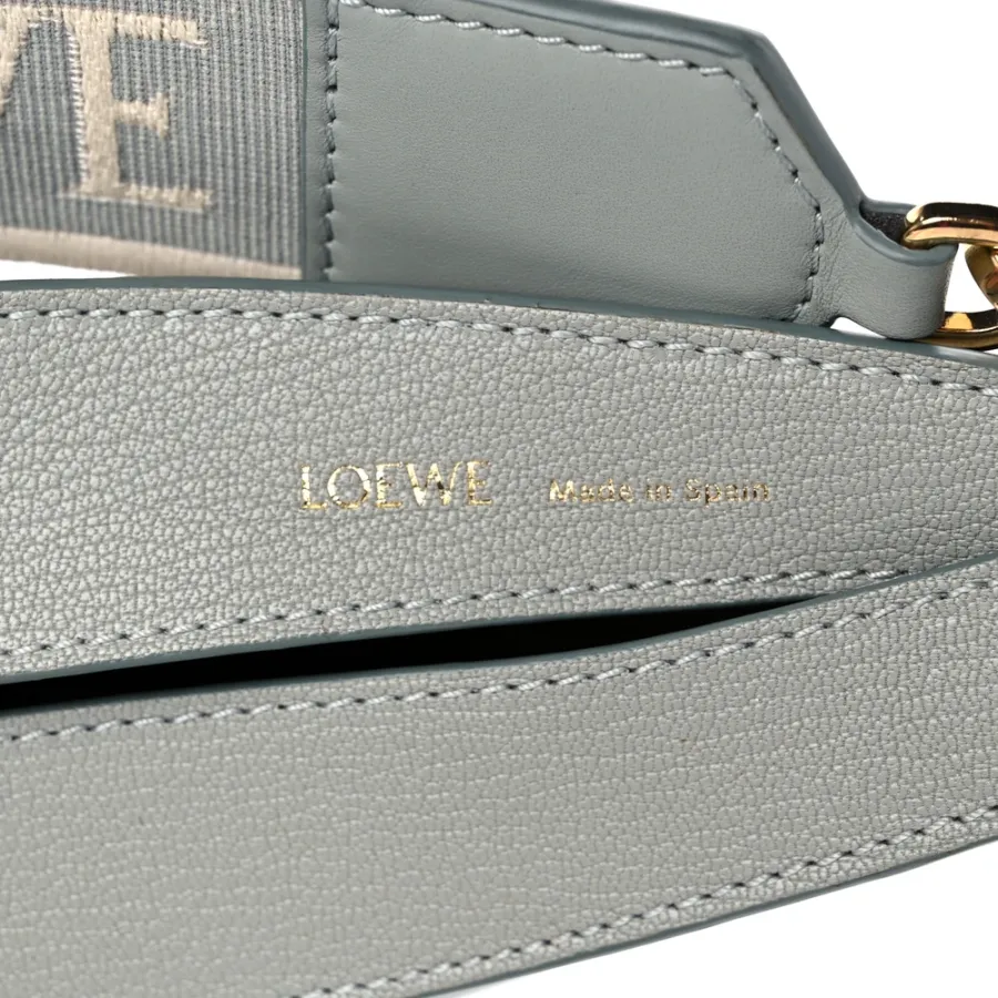 Loewe Luna Bag Small Ash Grey Satin & Jacquard Calfskin Leather Gold Hardware