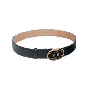 Chanel Women's Oval CC Buckle Belt In Black/Brown/White Calfskin With Gold/Silver Hardware 40mm