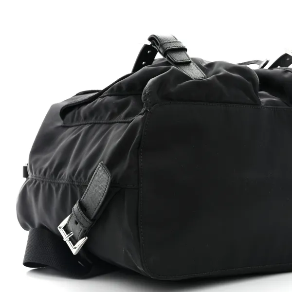 Prada Medium Backpack Black Re-Nylon & Saffiano Leather Silver Hardware - Image 4