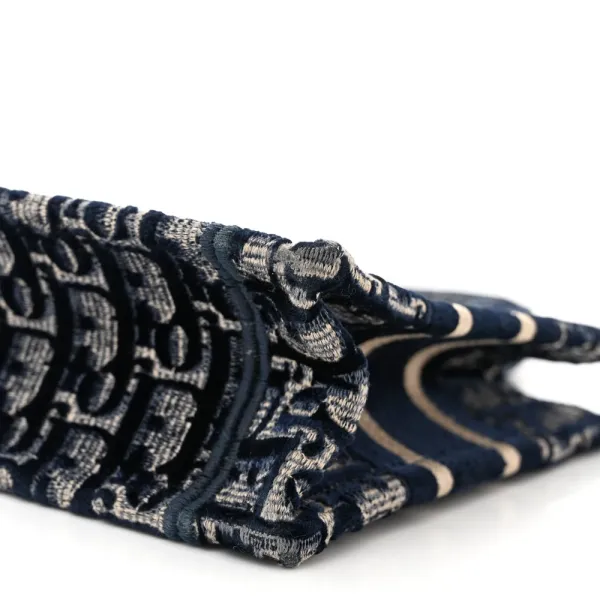 Dior Mini Book Tote Blue Velvet Oblique Embroidered - Image 5