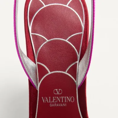 VALENTINO  Crystal trim satin heel sandals (8.5 cm high heel)