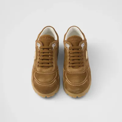 PRADA Faded suede leather sneakers