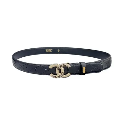 Chanel Women's CC Belt In Black/White/Beige/Red Lambskin With Gold/Silver Hardware 30mm