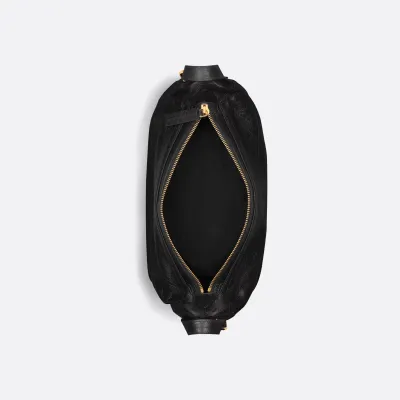 Dior Medium D-Journey Bag in Black Crinkled Calfskin Gold Hardware