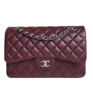 Chanel CF  Wine Red / Light Yellow Quilted Lambskin Leather Crossbody Bags