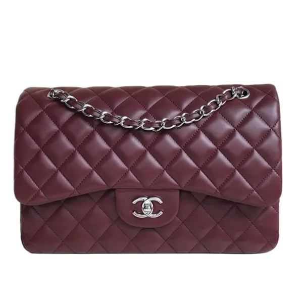 Chanel CF Wine Red / Light Yellow Quilted Lambskin Leather Crossbody Bags