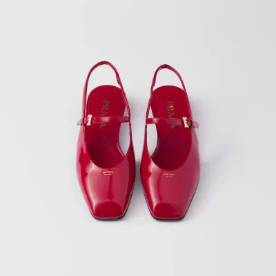 PRADA Patent paint leather Flat Shoes red Ballet Shoes