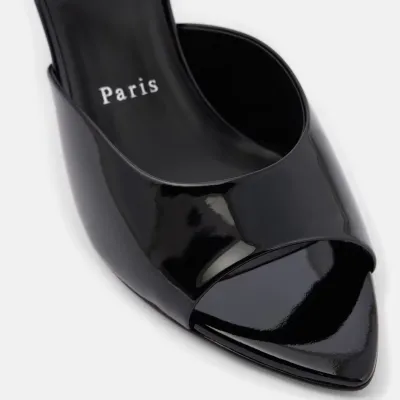 Christian Louboutin Black patent leather high-heeled sandal slippers