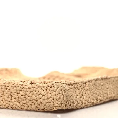 Prada Medium Effect Crochet Logo Embroidered Tote Naturale Yarn Raffia