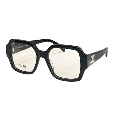 Celine square frame glasses black gold/black silver/leopard/gradient brown/leopard green/black with brown wood grain/black brown color transparent lens Size 53口20-150