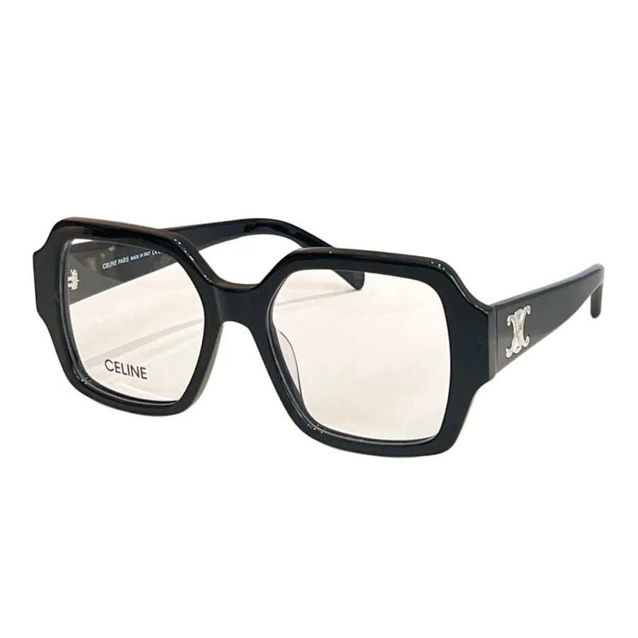 Celine square frame glasses black gold/black silver/leopard/gradient brown/leopard green/black with brown wood grain/black brown color transparent lens Size 53口20-150