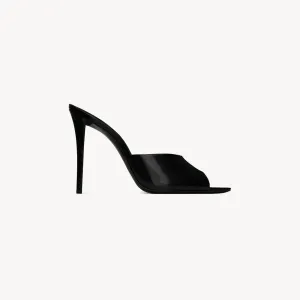 Yves Saint Laurent Black leather pointy sandals high heels slippers