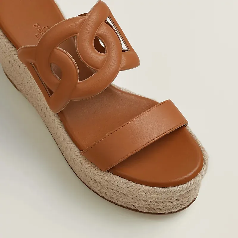 HERMES Ithea Wedges and heels Slippers High-heeled slippers Brown High Heels Sandal