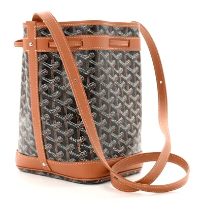 Goyard Petit Flot Bucket Bag PM Black/Gold Goyardine Canvas