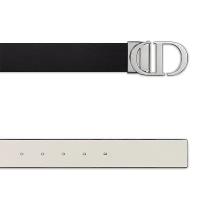Dior Women' s 30 Montaigne Buckle Reversible Belt In White/Black/Red/Khaki Calfskin With Gold/Silver Hardware 35mm