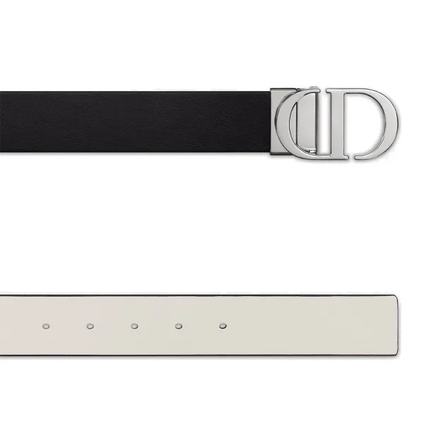 Dior Women' s 30 Montaigne Buckle Reversible Belt In White/Black/Red/Khaki Calfskin With Gold/Silver Hardware 35mm - Image 2