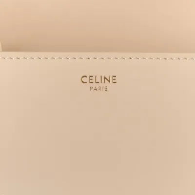 Celine Medium Triomphe Bag Nude Shiny Calfskin Leather Gold Hardware