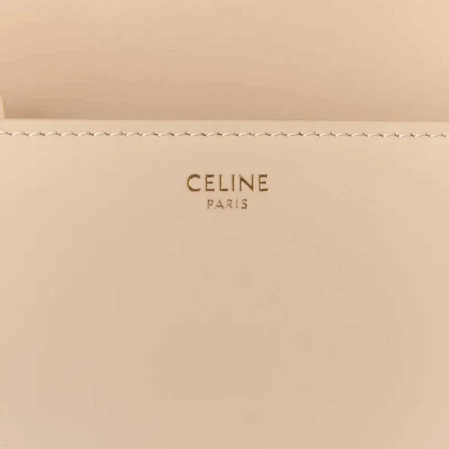 Celine Medium Triomphe Bag Nude Shiny Calfskin Leather Gold Hardware
