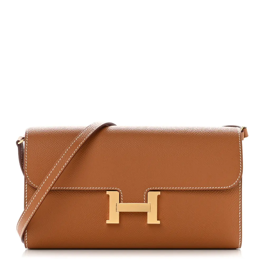 Hermès Constance Long Wallet To Go Marrom Couro Epsom Hardware Dourado