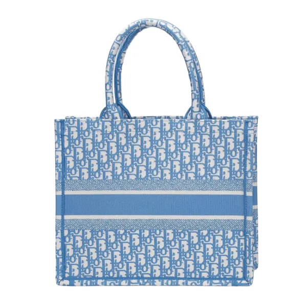 Dior Medium Dior Book Tote In Blue Dior Oblique Embroidered Canvas - Image 2