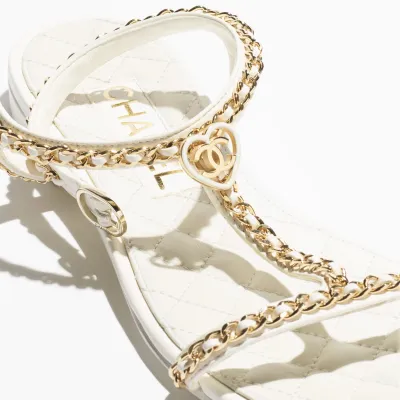 Chanel white sandals