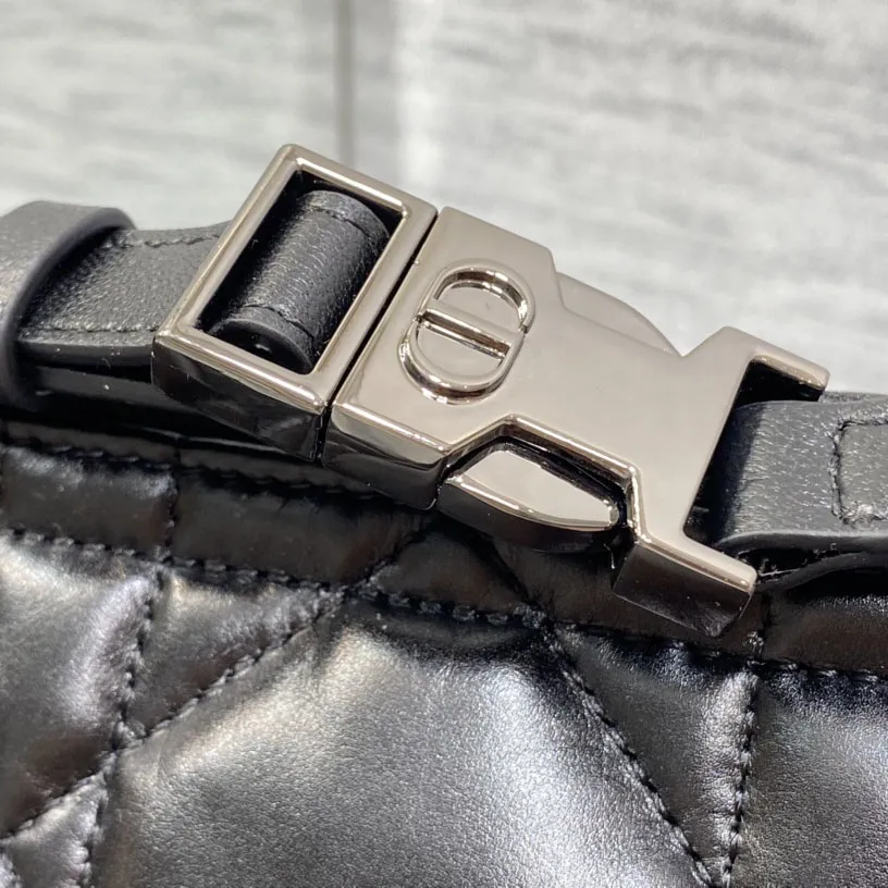 Dior Small D-Journey Bag in Black Macrocannage Lambskin Gold Hardware