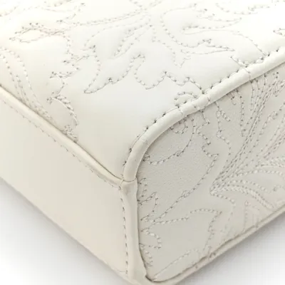 Dior Medium Lady D-Joy White Ornamental Embroidered Calfskin Leather Gold Hardware