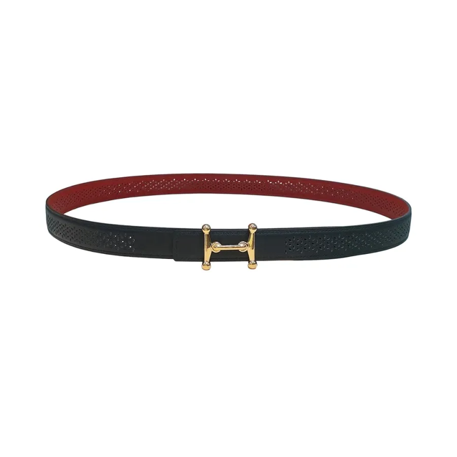 Hermès Women' s Rivage H Buckle Belt In Blue/Red/Orange/Black/Brown/Orange/Beige/Etoupe Calfskin With Gold/Silver Hardware 24mm